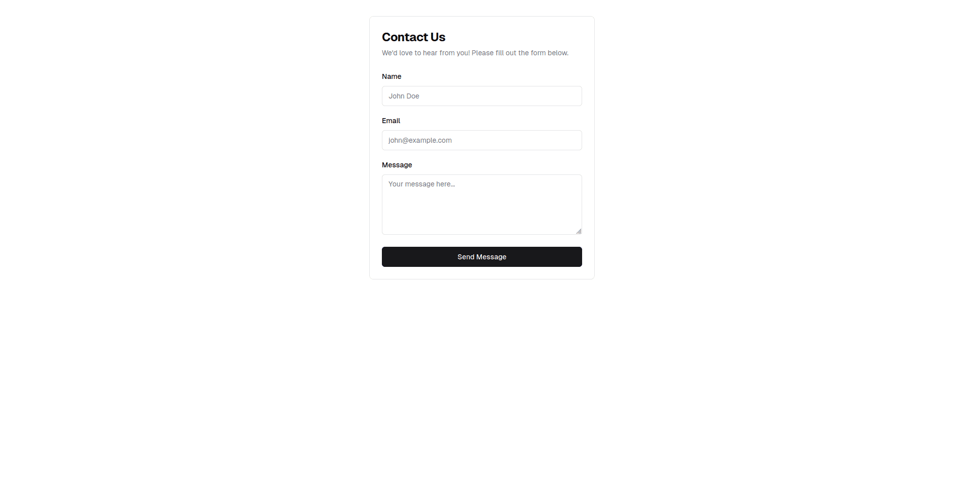 Contact Form for Portfolio Websites - Form backend example