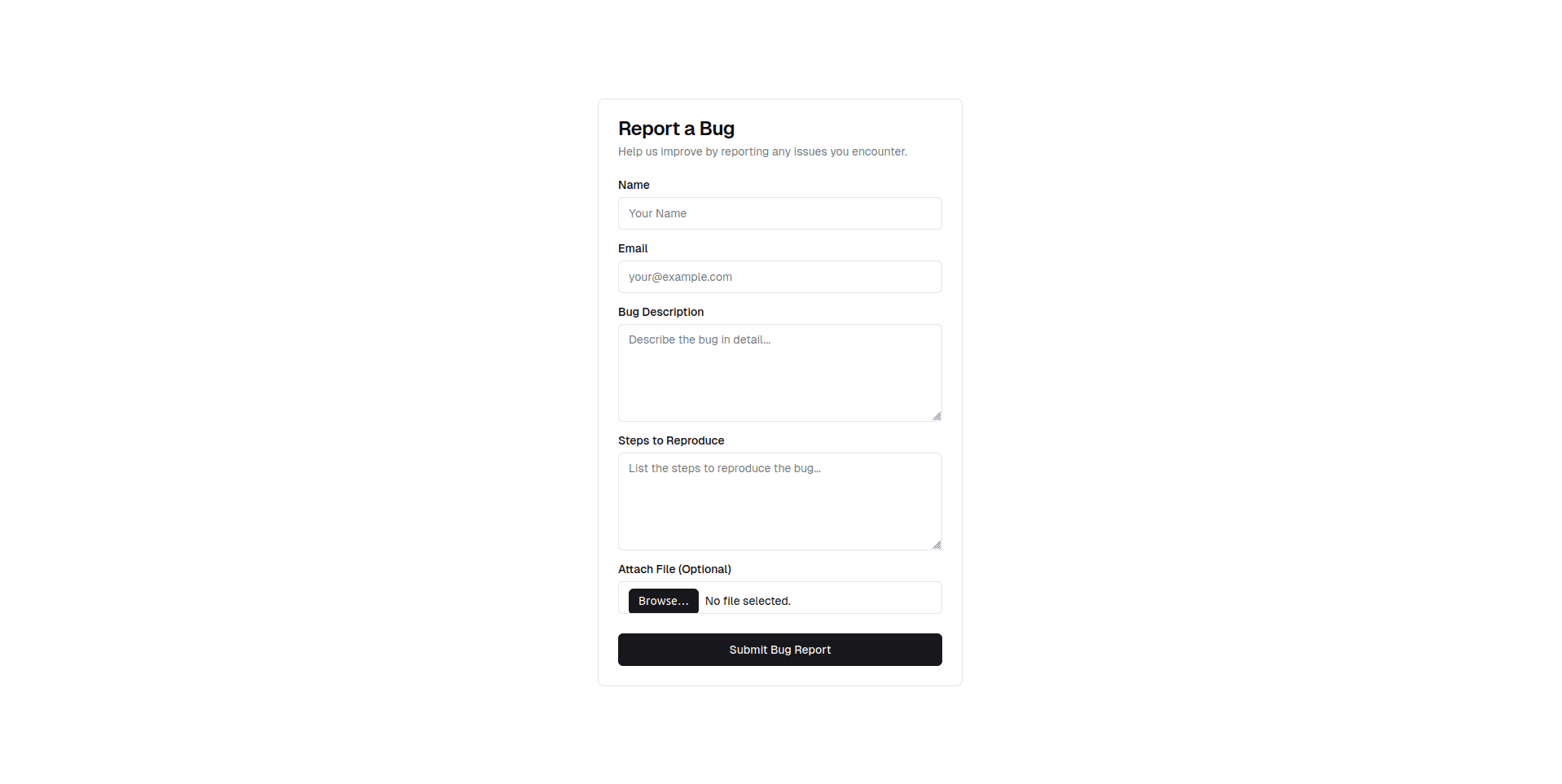 Bug Report Form Backend for Teams - Form backend example